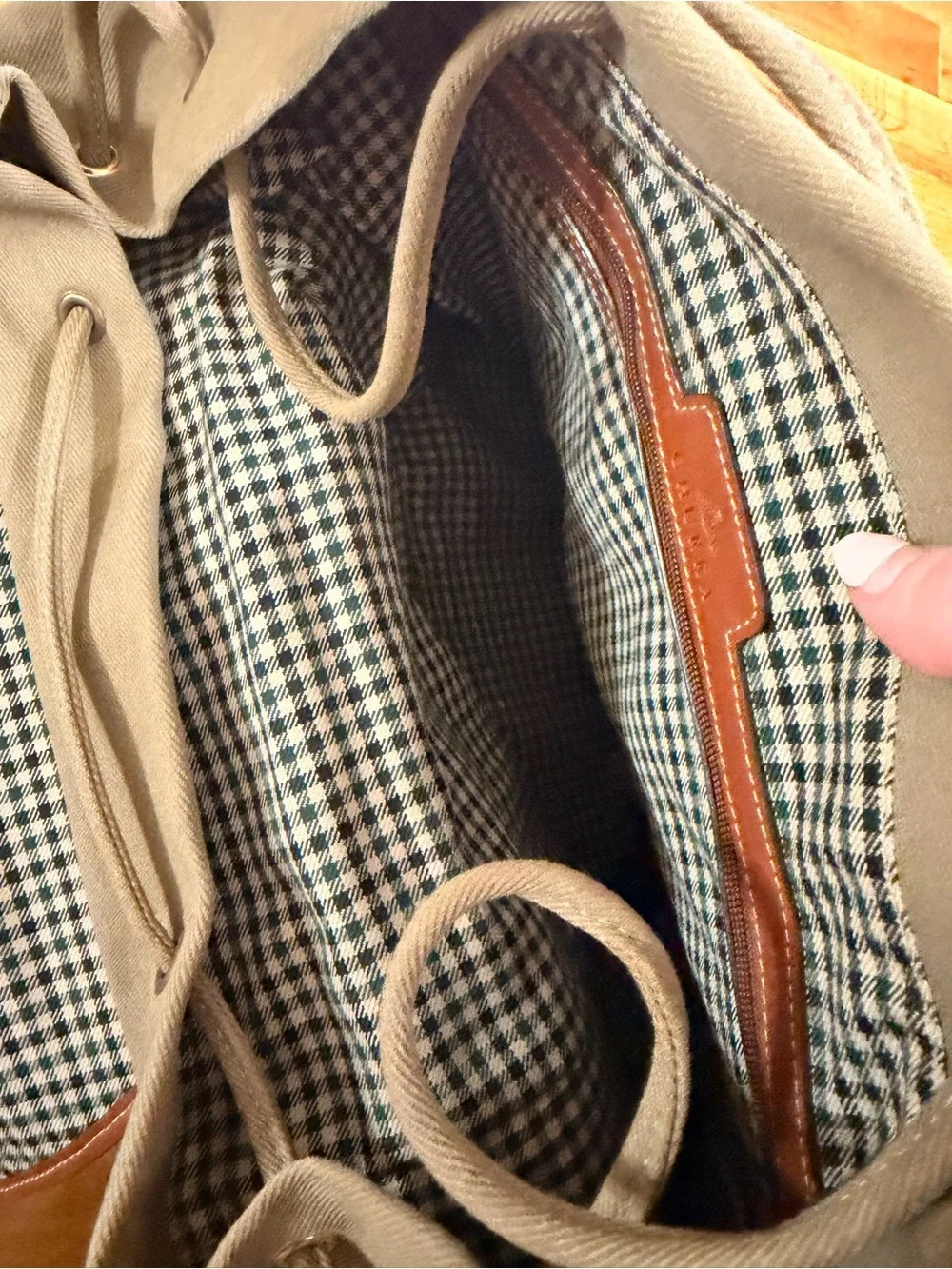 Ghurka Leather Men's Backpack in Beige and Brown